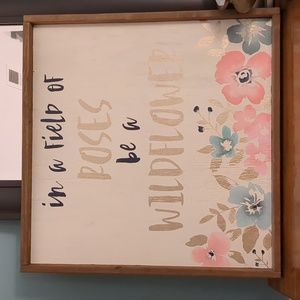 Wooden sign boho floral